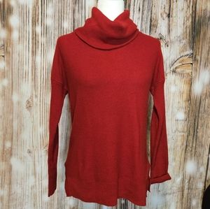 Talbots petite red knit long sleeve cowl neck sweater size PL